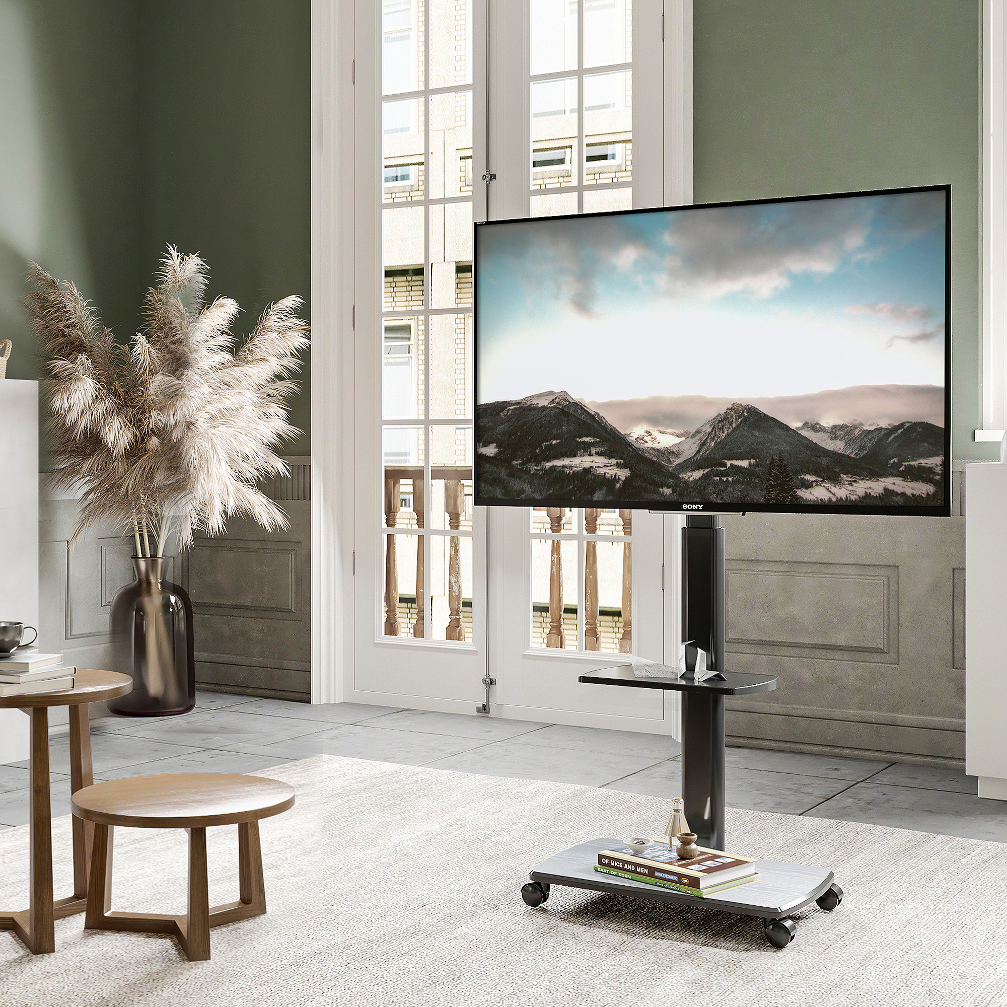FITUEYES Rolling TV Cart with Swivel Mount for 32–65" TVs