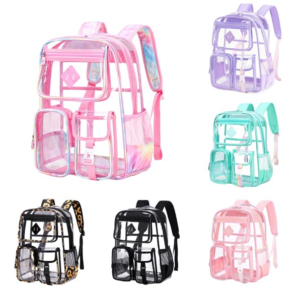 Gyujnb School Backpack, Transparent Large Capacity Backpack for Elementary and Middle School Clear Backpack, Backpack for School