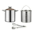 thumbnail image 1 of Stainless Steel Stockpot for Deep Frying, Soup Reinforced Bottom Deep Fryer with clamp, 1 of 9
