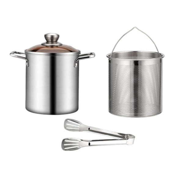 Olla de acero inoxidable con cesta para freír pavos, universal, para hervir con abrazadera