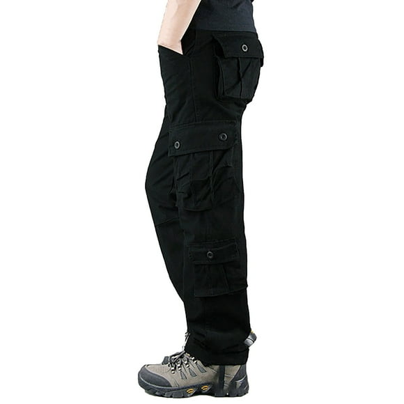 Uooqdmx Cargo Pants for Men Pantalones De Hombre Multi Pocket Cargo Pants Casual Pants Outdoor Wear Plus Size Loose Straight Leg 8 Bag Pants Chinos Pants Men Black 28