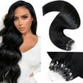thumbnail image 1 of LaaVoo Microlink Hair Extensions Human Hair Black Micro Beads Hair Extensions 20 Inch Jet Black Micro Loop Hair Extensions Real Human Hair Black Micro Hair Extensions Human Hair 50g 50s, 1 of 9