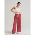thumbnail image 4 of Diconna Women's Casual Wide Leg Pants Drawstring Elastic Waist Plaid Print Boxer Pants Ruffle Trousers, 4 of 9