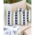 thumbnail image 4 of Waterproof Outdoor Throw Pillows with Inserts 12"x20" Set of 2, Coastal Turtle Soft Decorative Pillowcases for Couch Bedroom, Sage Green Stripe Navy White Ocean Pillow Covers for Sofa Living Room, 4 of 8
