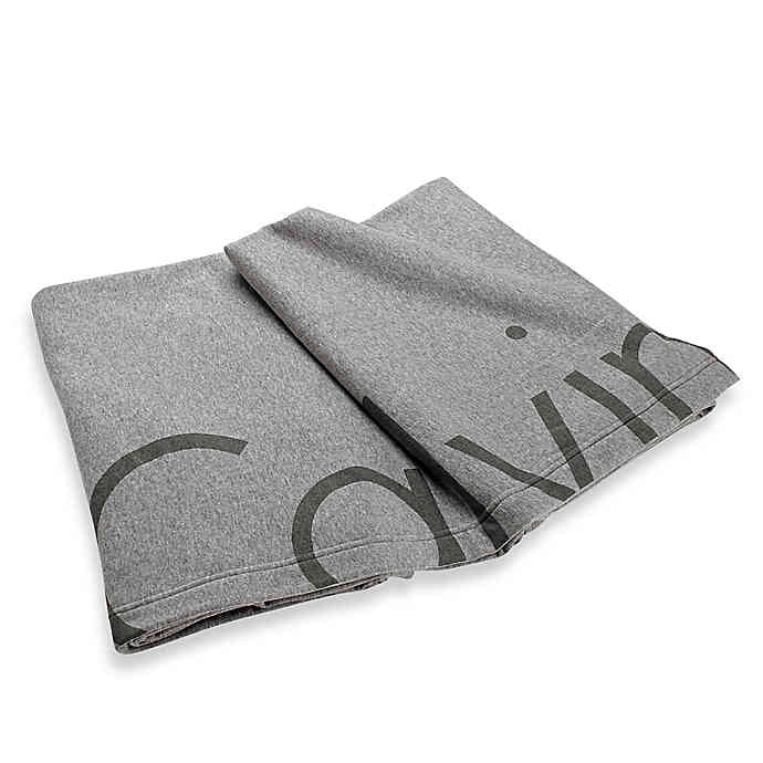 Calvin klein modern cotton cropped logo throw blanket hotsell