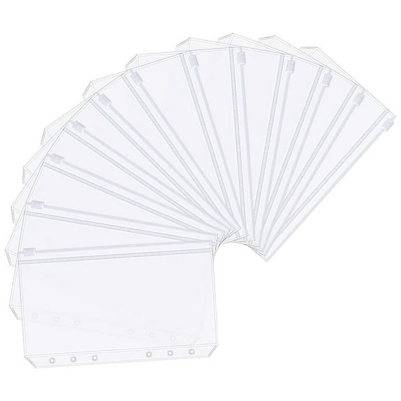12-Pack Clear Binder Pocket Storage Bags Reusable Loose Leaf Pouches for Organizing Documents and Papers