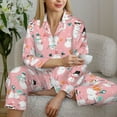 thumbnail image 6 of Daiia Cute Pink Snowman Cat for Women's Long-Sleeved Pajama Set – Soft & Comfortable Sleepwear Button-Up Pajamas Cozy Lounge Wear-Medium, 6 of 7
