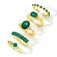 thumbnail image 2 of GKNET 5Pcs Green Crystal Rings Set for Women Geometric Inlaid Diamond Vintage Jewe WY4-Silver-, 2 of 9