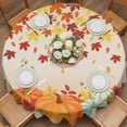 thumbnail image 3 of Round Tablecloth Orange Fall Thanksgiving Pumpkins Waterproof Oil Proof Polyester Table Cloth Cover Decor for Home Dining Outdoor,Patio,Parties, 54" Dia. Maple Leaves Farmhouse, 3 of 9