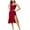 Wine, variant on QUINDOS Womens Satin Pajamas Silk Knee Length Nightgowns for Women Sling High Fork Suspenders Casual Solid Slim Club Wear Night Dress
