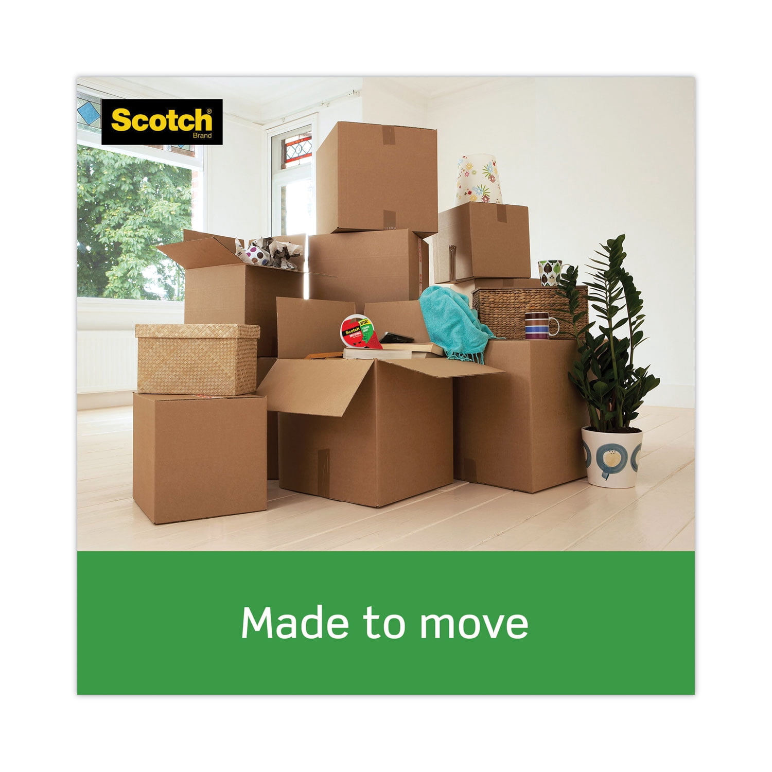 Scotch Tough Grip Moving Packaging Tape, 3" Core, 1.88" x 54.6 yds, Clear, 6/Pack