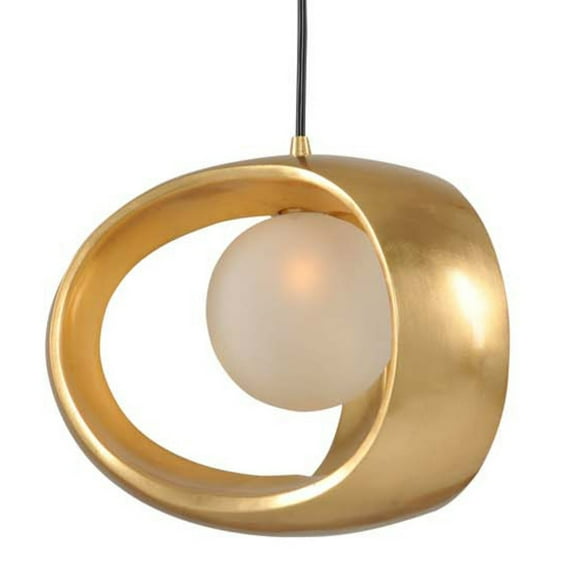Kalco Lighting Calistoga 12" Mid-Century Metal Mini Pendant in Gold Leaf