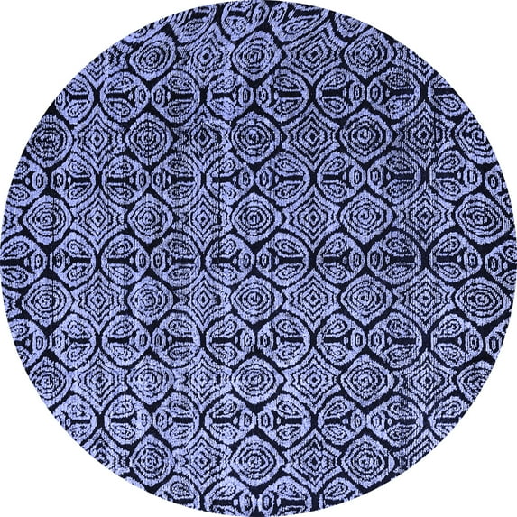 Ahgly Company Machine Washable Indoor Round Abstract Blue Modern Area Rugs, 3' Round
