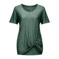 thumbnail image 4 of Womens Summer T Shirts Round Neck Short Sleeve Casual T Shirt for Knot Detail Solid Color Relaxed Fit Top Blouses Fall 2025 S-2XL, 4 of 5