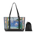 thumbnail image 7 of FORMRS Canvas Laptop Tote Bag for Women with 15.6" Computer Compartments Shoulder Handbag, Pink Seaside, 7 of 7