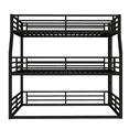 thumbnail image 5 of Tcbosik Triple Bunk Bed Full Over Queen Over Queen Size, Heavy Duty Metal Bed Frame with Safety Guardrails, Space Saving, Black, 5 of 9
