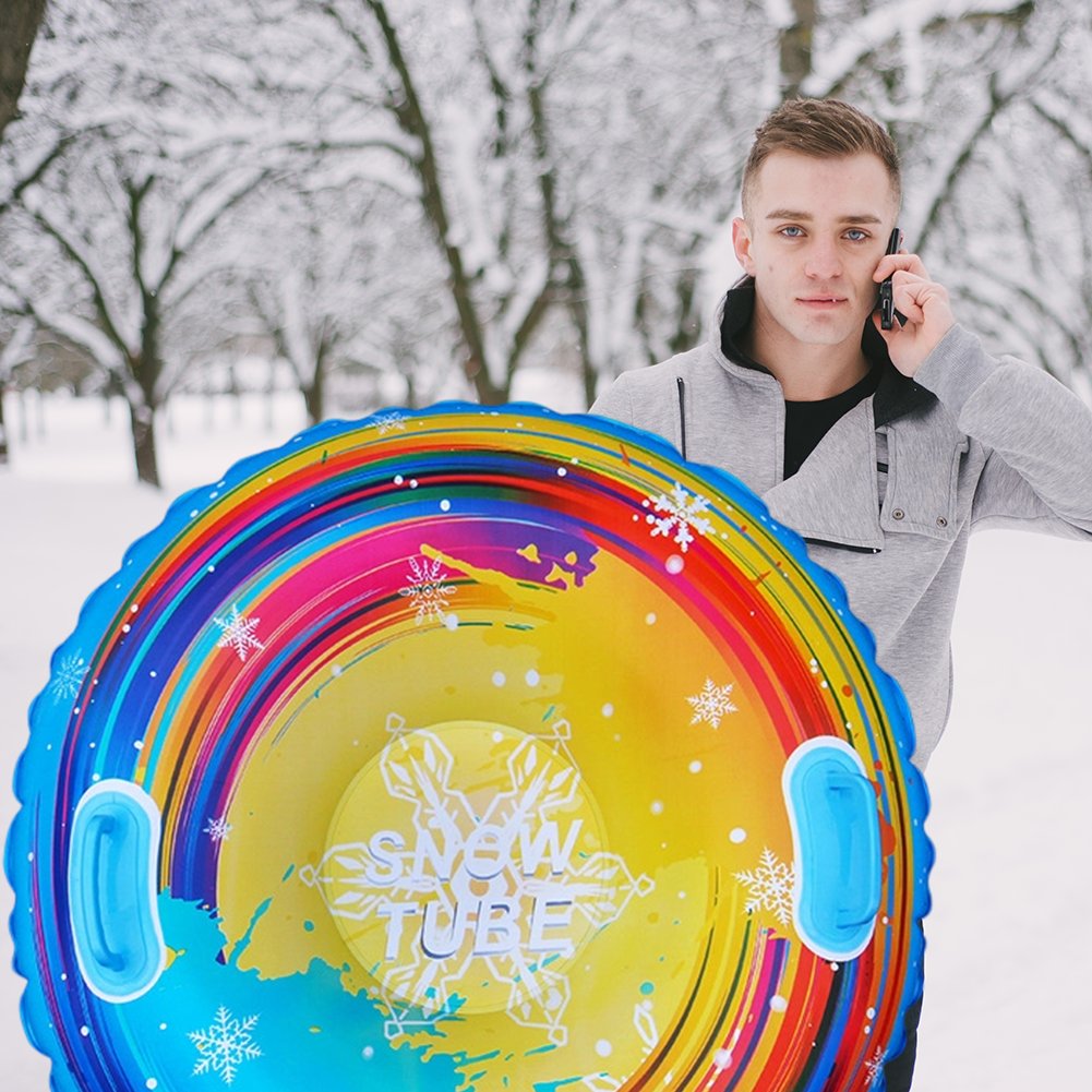 Snow Tube, Inflatable Snow Sled for Kids and Adult, Thickened Heavy Duty Hard Bottom Sleds for Snow, Winter Toys for Outdoor Sledding Snow Sports