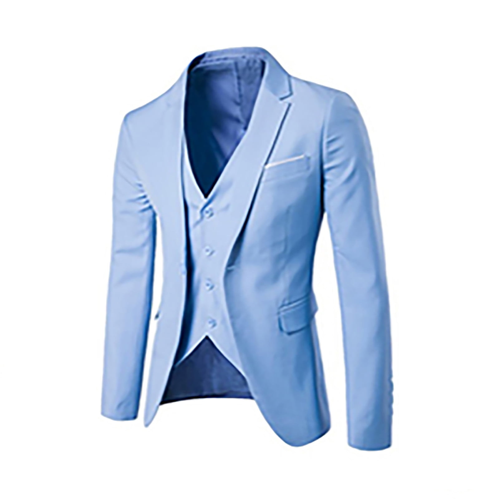 Costume 2 Pièces Homme Bleu Ciel - Coupe Ajustée, Blazer Un Bouton, Pantalon, Taille XL - 4
