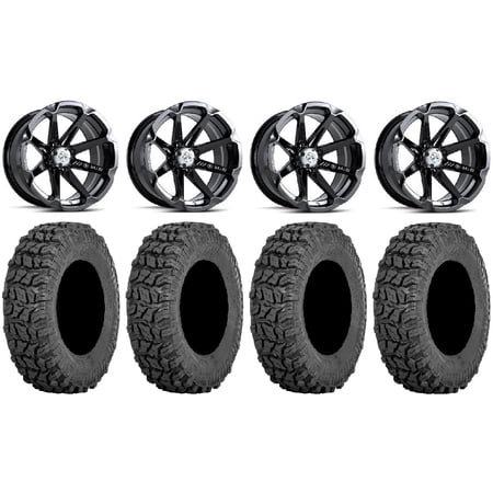 MSA Black Diesel 14 Wheels 28 Coyote Tires Kawasaki Mule Pro FXT