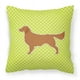 Carolines Treasures BB3804PW1414 Golden Retriever Damier Tissu Vert Coussin Décoratif – image 1 sur 4