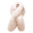 thumbnail image 2 of Faux Fur Wrap, Duoif Women's Autumn Winter Solid Plush Warm Neck Fluffy Scarf for Women Fur Collar Beige, 2 of 3