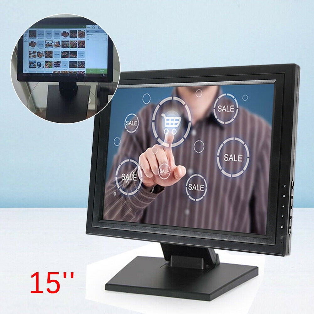 17'' POS Touch Screen Monitor LCD Display USB Multimedia Restaurant w/POS Stand 