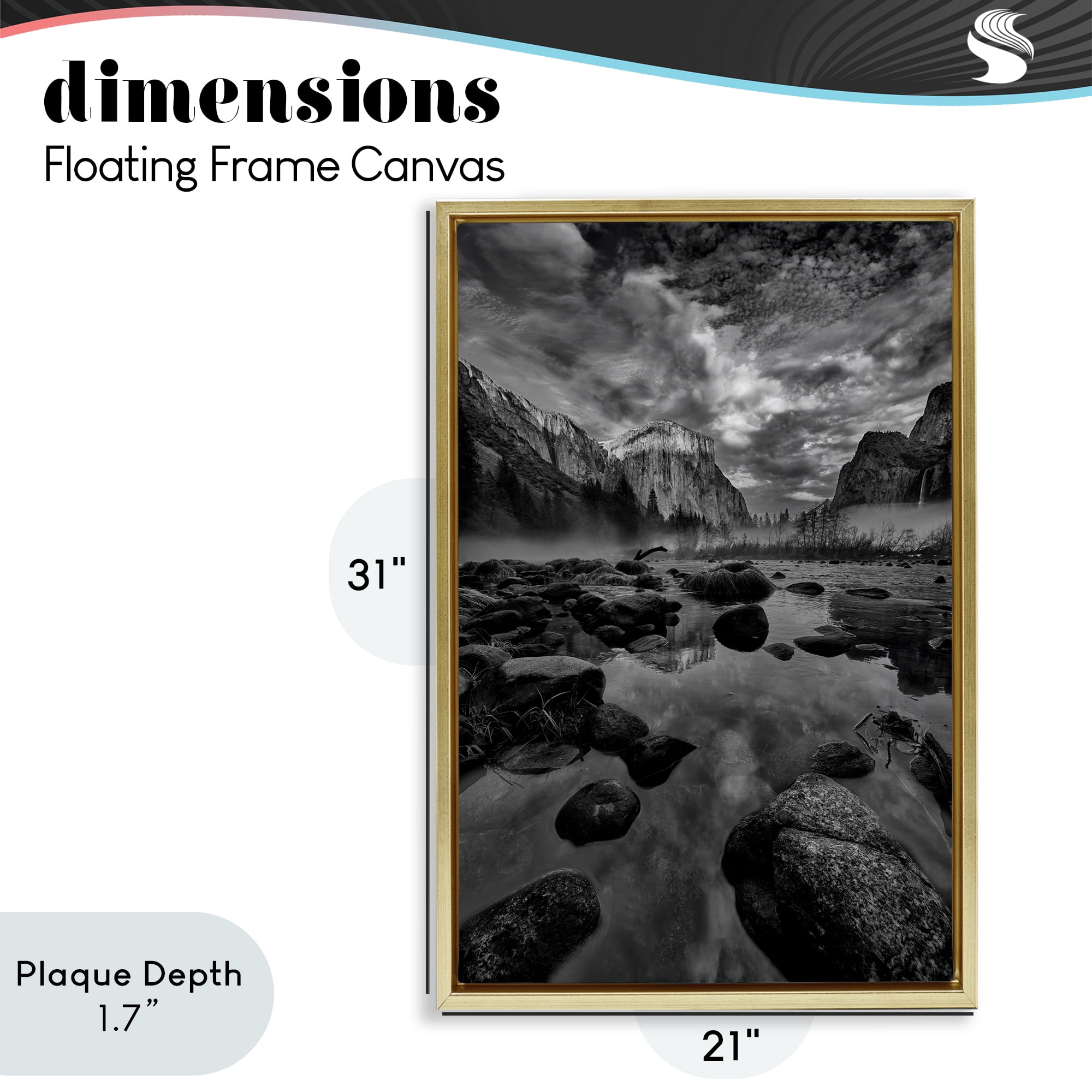 Stupell Industries Morning in Yosemite Valley Gold Framed Floater Canvas Wall Art, design by Jon Evan