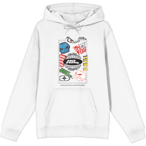 No Fear Unleash Bold Adventures Adult White Long Sleeve Hoodie-Medium