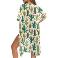 thumbnail image 5 of Xoenoiee Cactus Sunflower Flower Print Womens Swimsuit Coverup Bathing Suit Cover Up Beach Kimonos Skin Friendly Long Cardigan Open Front Swimwear, 5 of 7