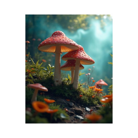 Paint by Numbers Kit for Adults, Forest Mushrooms Glow Paint by Numbers, Easy Paint by Numbers Kit for Adults Beginner, DIY Adult Paint by Number Kits on Canvas, 12x16in Home Decor