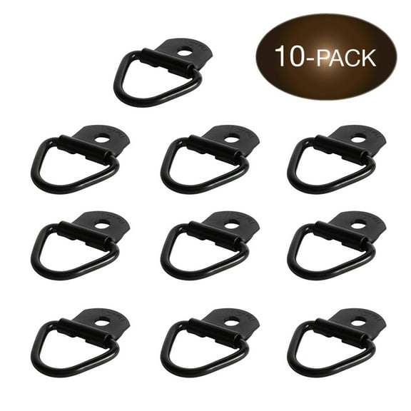 DC Cargo V-Ring Tie-Down Anchors Steel Bolt-on Replacement for D-Ring Tie-Down w/ Plastic Pan Fitting 2" Diameter 10-pack
