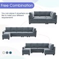 thumbnail image 3 of Sectional Sofa, 138" Modern L Shaped Couch 6 Seat Comfy Velvet Fabric Sofa with Convertible Chaise Lounge, Freely Combinable Indoor Furniture for Living Room, Apartment, Office, Grey, 3 of 9
