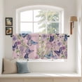 thumbnail image 2 of Pink Flowers Tier Curtains 36 Inch Length, Spring Floral Purple Butterflies Farmhouse Cafe Short Curtains for Bathroom Over Sink, Small Kitchen Curtain Light Filtering Drapes 2 Panels 27.5"Wx36"L, 2 of 8