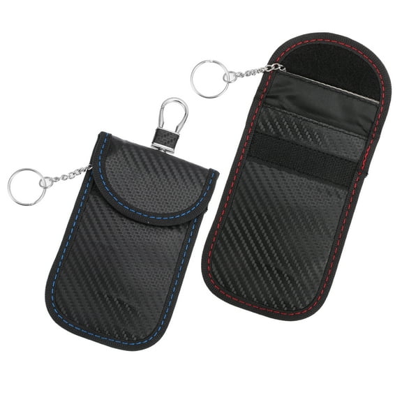 Unique Bargains 2pcs, Faraday Pouch, RFID Signal Blocking Bags Carbon Fiber Black with Hook
