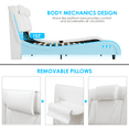 thumbnail image 6 of Homfa King Size LED Bed Frame with Pillows, PU Leather Curved Upholstered Platform Bed with Adjustable Headboard, White, 6 of 9