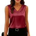 thumbnail image 2 of BLVB Womens Silk Satin Tank Tops V Neck Casual Cami Sleeveless Camisole Work Blouses Summer Dressy Basic Tank Shirt, 2 of 7