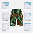 thumbnail image 5 of Palm Leaves Board Shorts Red Flowers Print Beach Short Pants Elastic Waist Comfortable Design Swim Trunks Plus Size 2XL, 5 of 5