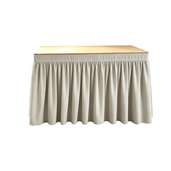 Leeye Polyester Elegant Pleated Cover Adjustable Skirt for Banquet Buffet Length Fitted with Closure Ideal Floor Wedding Party Celebration Events