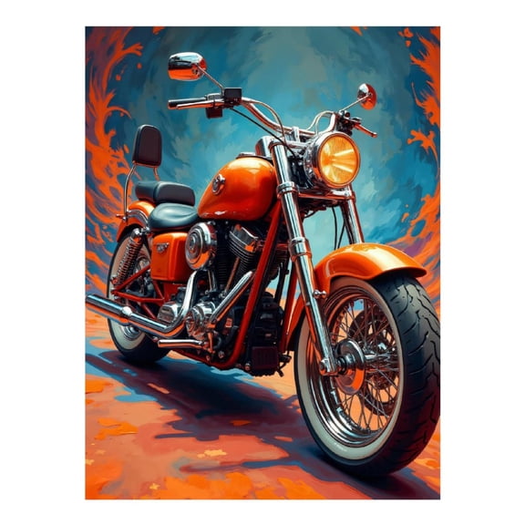Diamond Art Kits for Adults, Orange Vintage Motorcycle Art 5D Diamond Painting Kits for Adults Beginners, DIY Full Drill Diamond Painting, Gem Art and Crafts 12x16