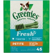 GREENIES Large Natural Dog Dental Care Chews Oral Health Dog Treats Fresh Flavor, 27 oz. Pack (45 Treats)