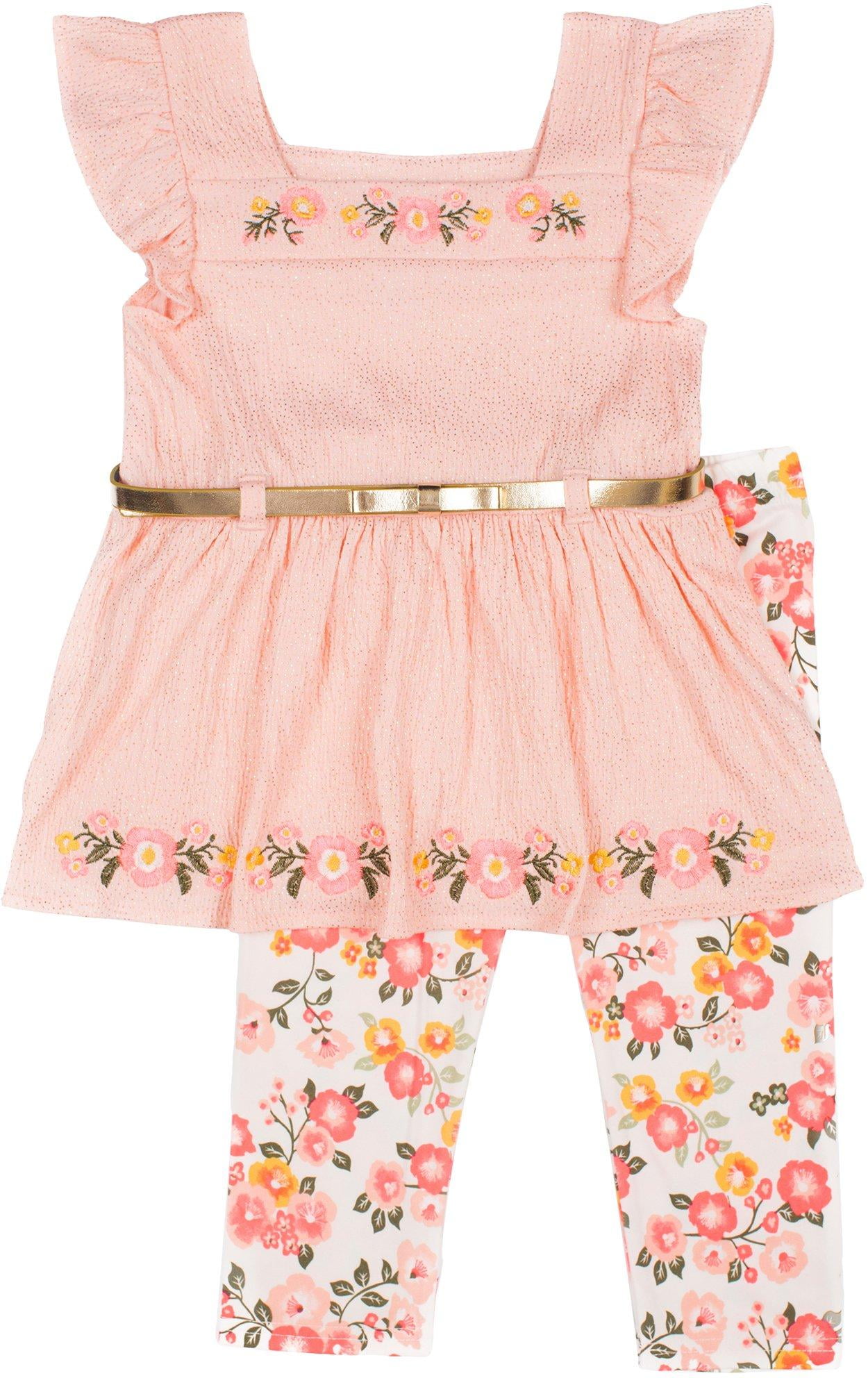 Little Lass Little Lass Little Girls Floral Gauze Leggings Set