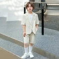 thumbnail image 2 of RMGVDSD Little Boys Formal Short Set Boy's Casual Suit Set Summer Short Sleeved Suit Jacket And Shorts For Show Performance Party Outfits 4-5 Years, 2 of 8