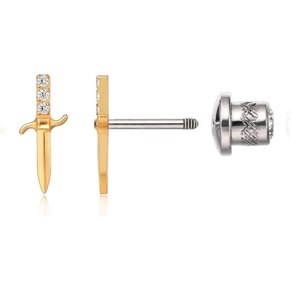 Limerencia Hypoallergenic Titanium F136 Screw In Flat Back Earrings Implant Grade G23 Tragus Helix Cartilage 20G Piercing for Women's Sensitive Ears