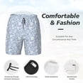 thumbnail image 3 of Balery Gray White Floral Bañador para hombre, shorts de playa de secado rápido con entrepierna y forro de compresión-Medium, 3 of 6