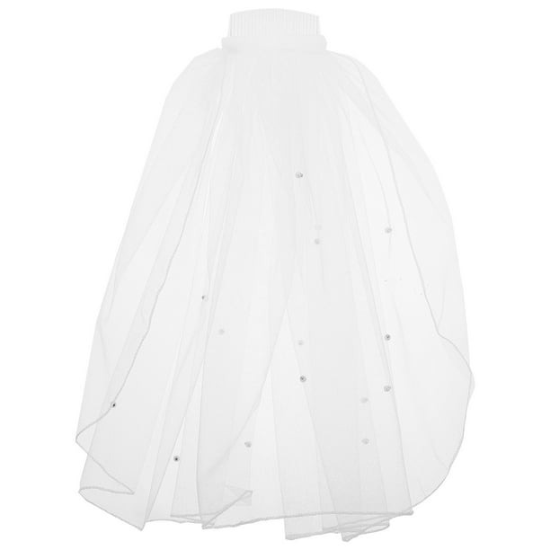 EeaseMX Velo de novia de tul con perlas y peineta para mujer, ideal para fotografía de novia, niña de las flores y fiesta de bodas (blanco)