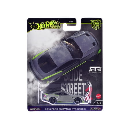 2018 Ford Mustang RTR Spec 5 Gray "Slide Street 2" Series Diecast Model Car by Hot Wheels