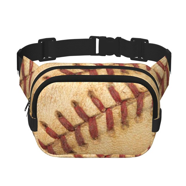 Fotbe Vintage Baseball Cangurera Cuadrada con Estampado de Doble Capa, Bolsa de Cintura Ajustable Mini para Hombres y Mujeres