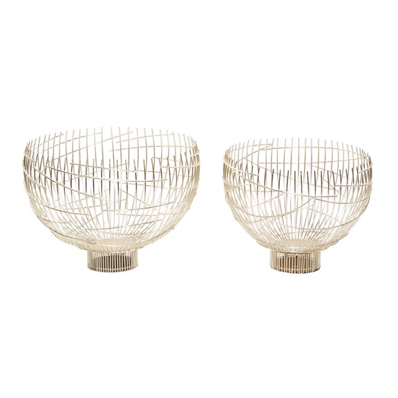 Venus Williams Collection S/2 15", 14"H Contemporary Metal Decorative Bowls, Gold, 2 - Pieces