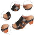 thumbnail image 5 of Rokment Boho Vintage Platform Chunky High Heels Slides Sandals for Women Ladies 2026 Beach Summer Trendy Leather Open Toe Block Heeled Dress Slip on Slippers Black Size 9, 5 of 7