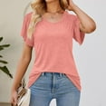 thumbnail image 6 of jtjvou Womens T Shirts Ruffle Short Sleeve Summer Tops Cute Crew Neck Casual Blouses Solid Color Fashion Basic Tee Pink M, 6 of 8
